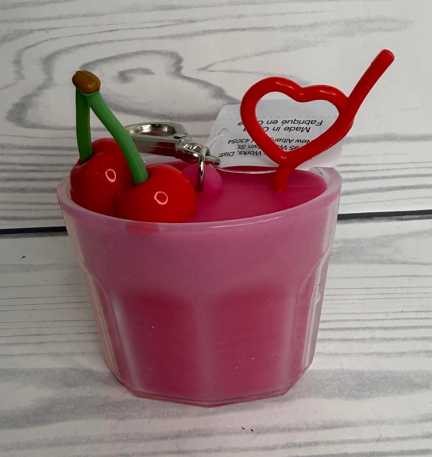 Bath and Body Works Red Cherry Cola Soda With Heart Straw Pocketbac Hand Sanitzer Holder