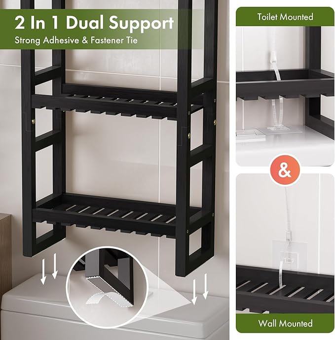 AmazerBath Bamboo Over The Toilet Storage Shelf