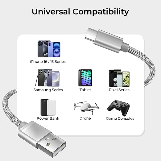 Basesailor for Google Pixel 9 Pro USB Type C Charger Cable 10FT 2Pack,Nylon Charging Cord for iPhone 17 16 16e 15 Pro Max,Z Flip Fold,S9 S10 S10E S25 S24 Plus Ultra,A56 A55 A54,Google Pixel 6 5 4 XL