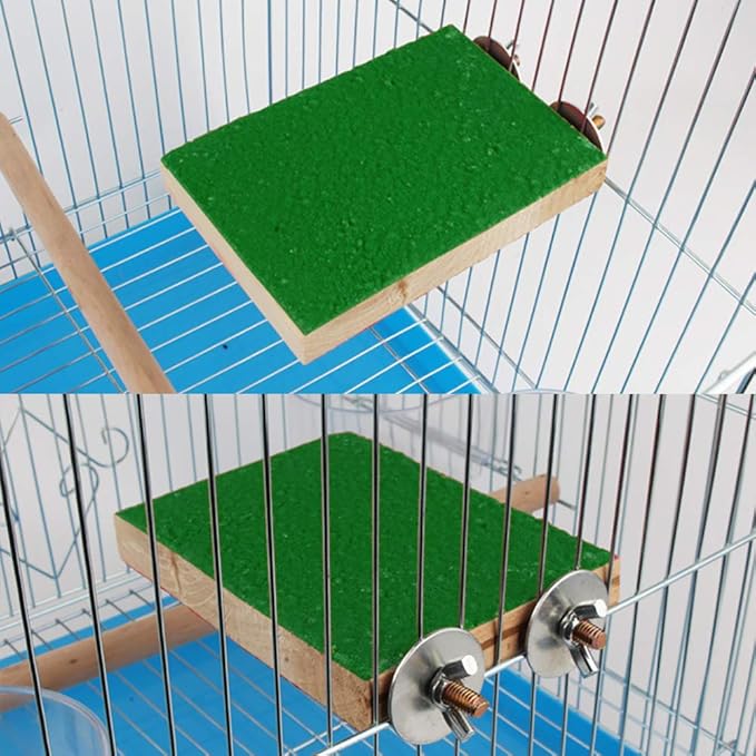 Petsvv 4 PCS Bird Perch Stand Toy, Wood Parrot Perch Stand Platform Paw Grinding Stick, Cage Accessories Exercise Toys Budgies Parakeet Cockatiel Conure Hamster Gerbil Rat Mouse