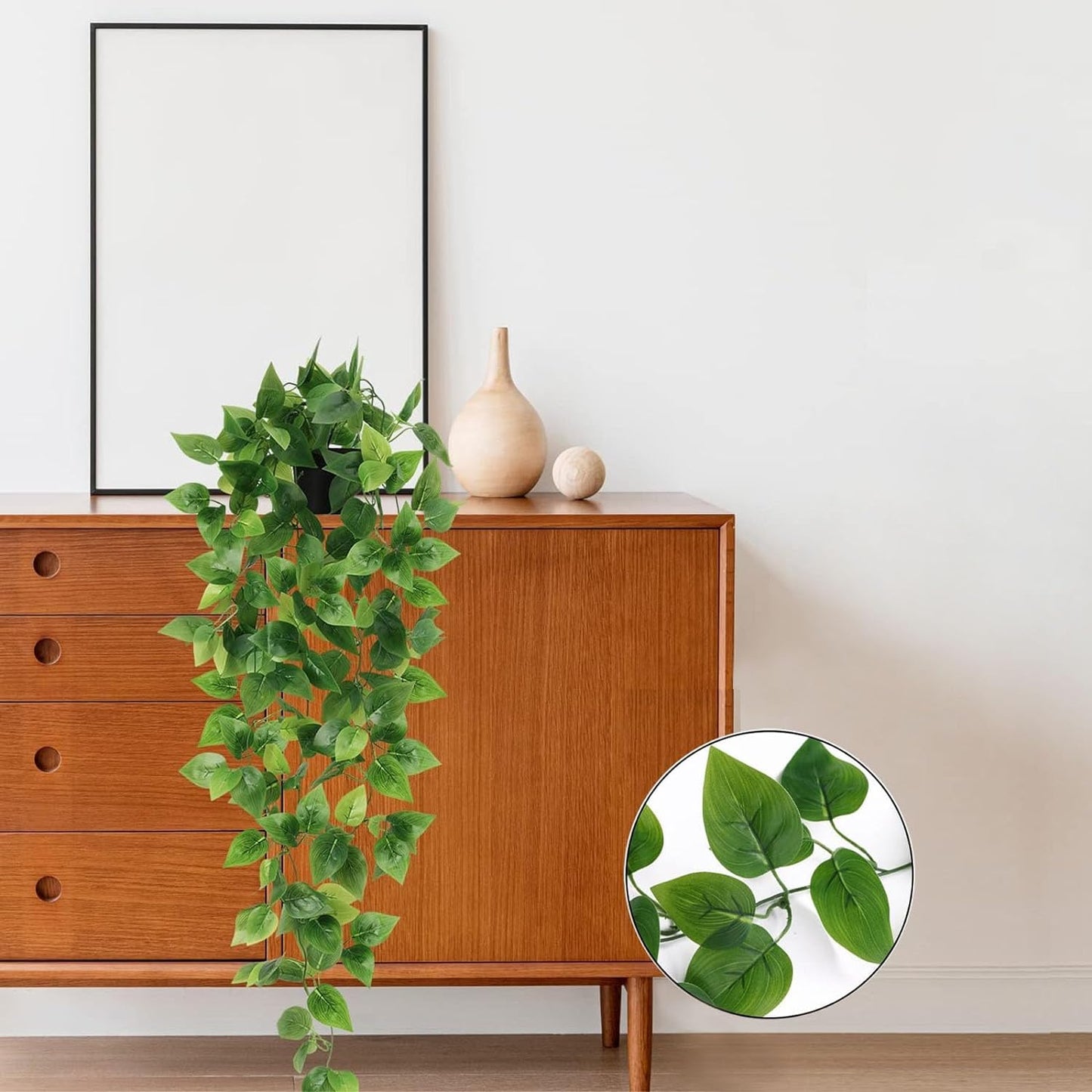 BLEUM CADE Fake Hanging Plants, 8pcs Artificial Pothos Vines Greenery for Wall Home Living Room Office Indoor Outdoor Decor (No Baskets)