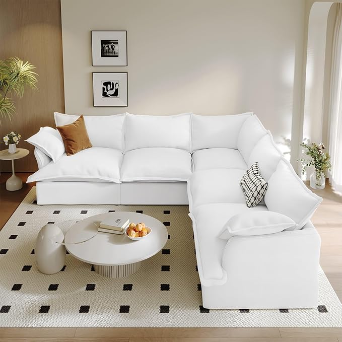 Waterproof Cloud Couch, 5 Seat V Shape Stain Resistant Modular Sectional Sofa