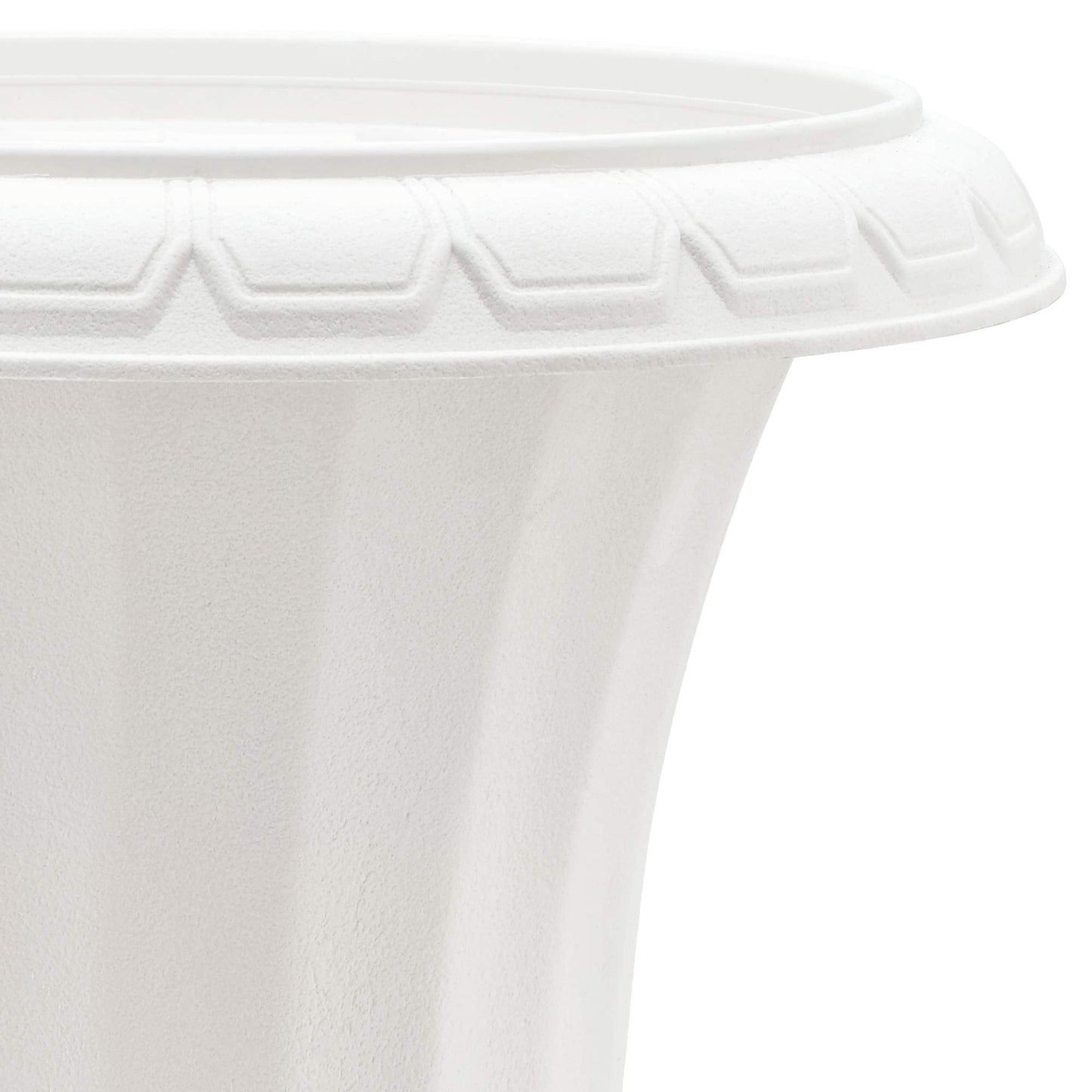 Arcadia Garden Products Plastic Garden Pedestal Urn, Set of 2 Classic Decorative Garden Pot Planter for Indoor and Outdoor Plants, 10” x 17”, White
