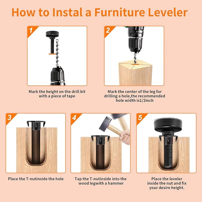 NANMOTUE Leveling Feet, Adjustable Furniture Levelers
