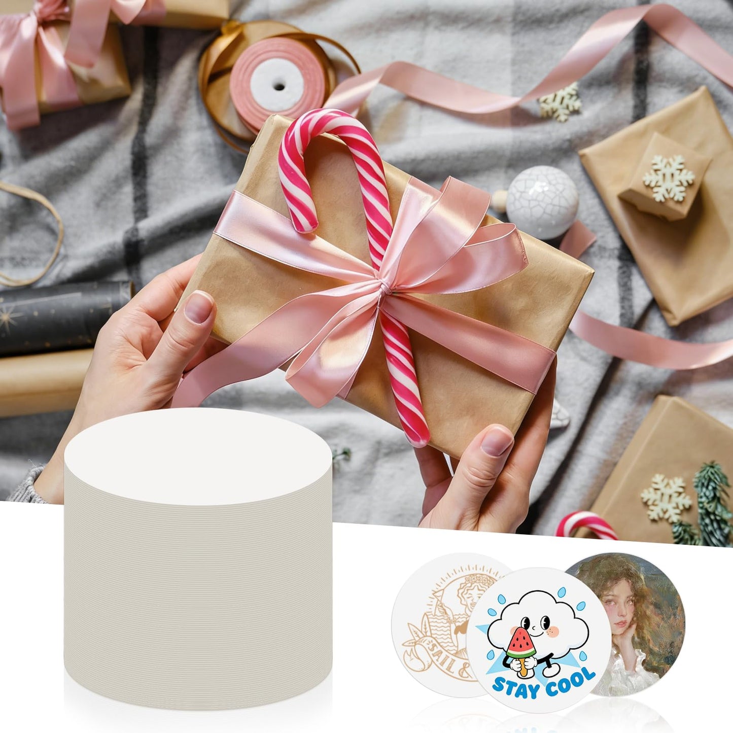 400 Pcs Disposable Paper Coasters(1MM), 4 Inch Round White Cardboard Coasters for DIY Crafts Arts Drinks Weddings Parties Catering (White)