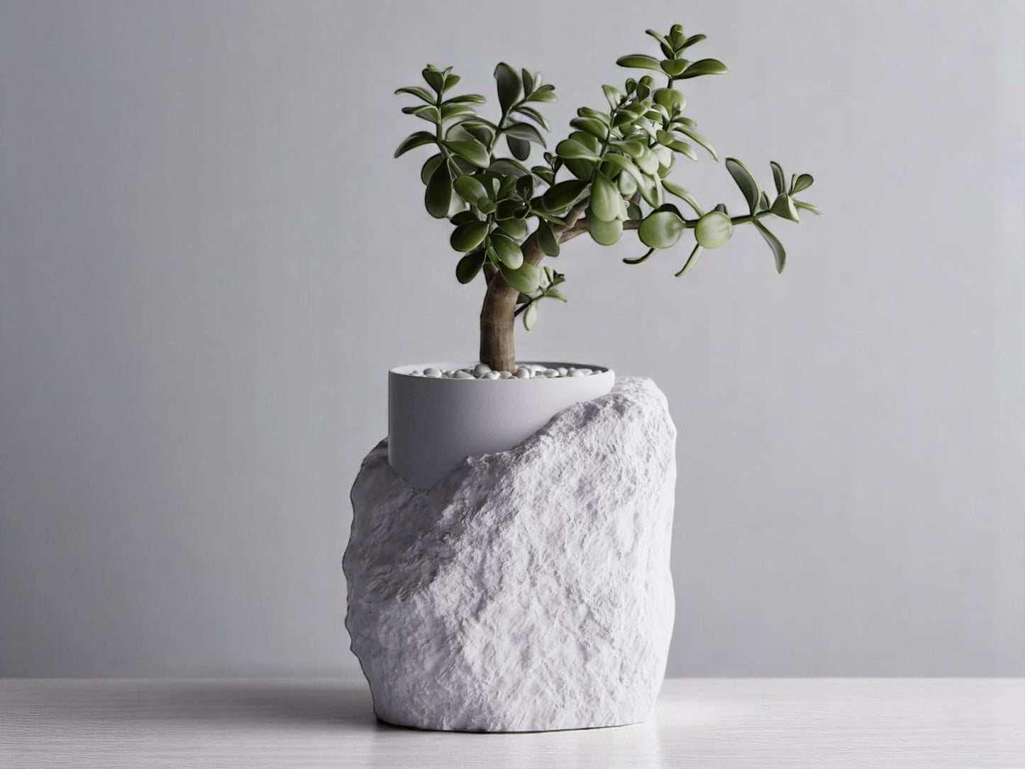 Gallery of Drip Realistic Stone-Inspired Garden Rock Planter – Unique Succulent and Indoor Plant Pot – Modern Flower and Outdoor Planters for Shelf Decor & Gifts (White Marble Stone)