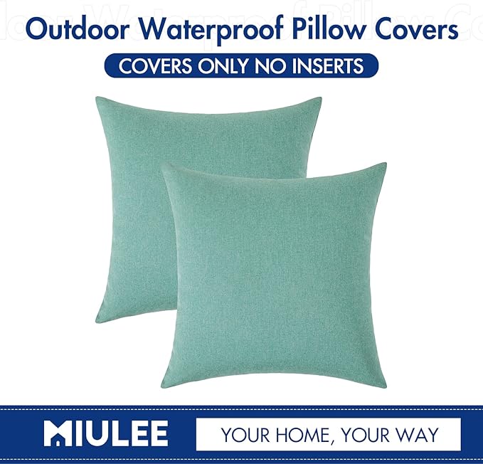 MIULEE Pack of 2 Decorative Outdoor Solid Waterproof Throw Pillow Covers Spring