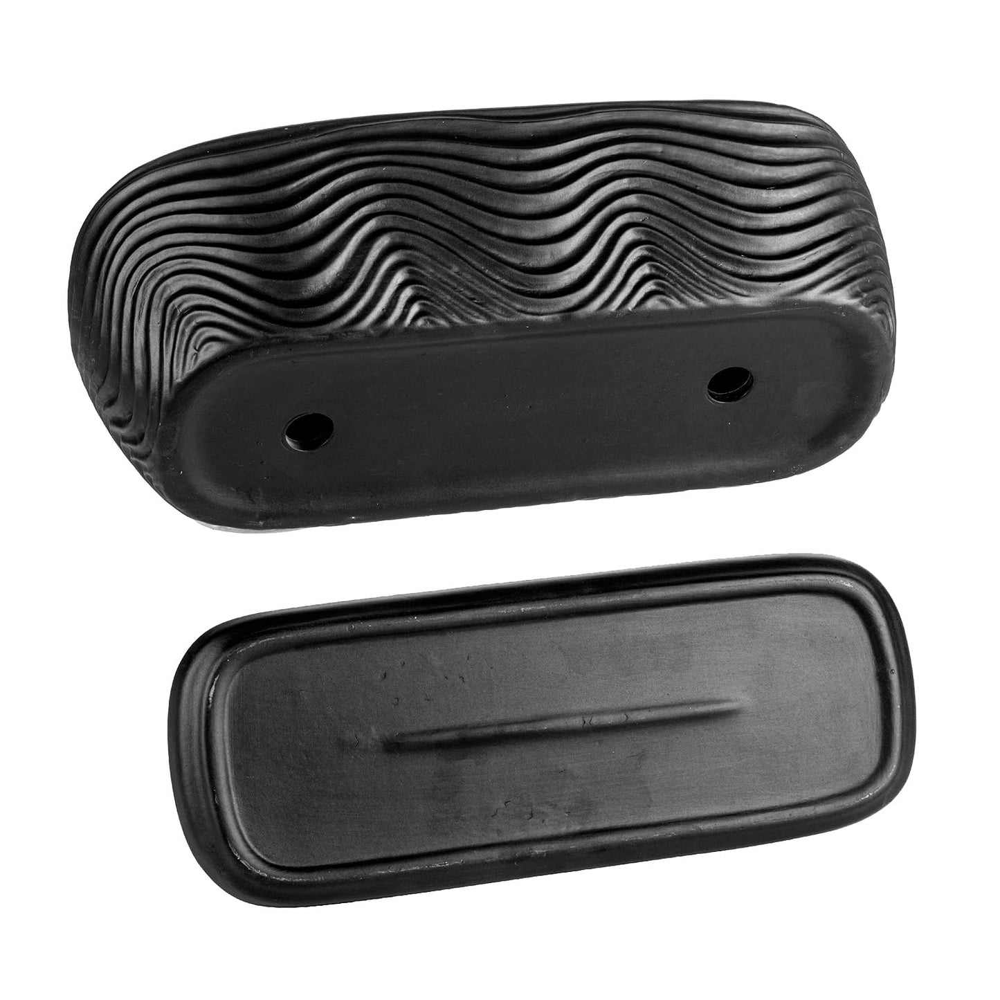 MyGift 13.5 inch Succulent Planter Pot, Oval Modern Ceramic Plant Box Container with Wave Textured Pattern and Removable Saucer Drip Tray (Black)
