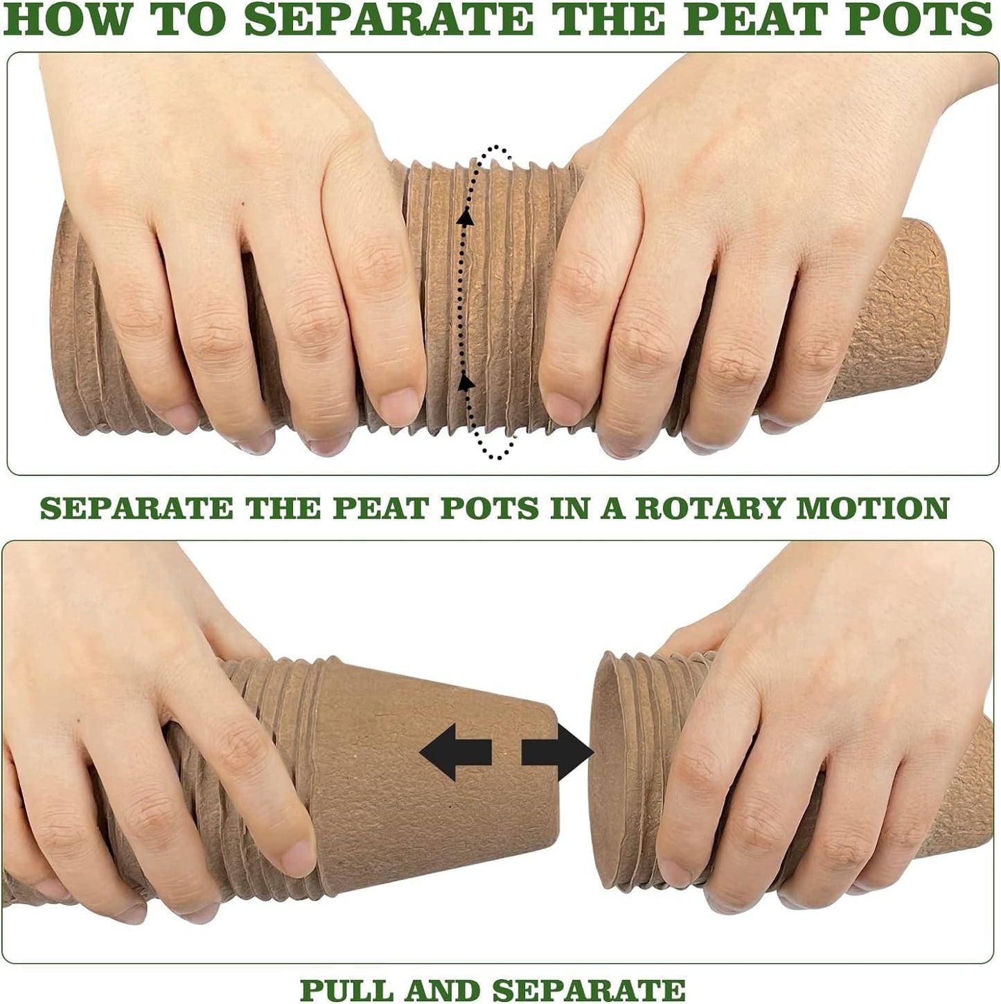 INCIKITI Biodegradable Peat Pots for Seedling - 120 Pack 3.15 inch Biodegradable Plant Seed Starters Kits with 30 Plant Labels, Garden Germination Nursery Pots for Flower Vegetable Seed Germination