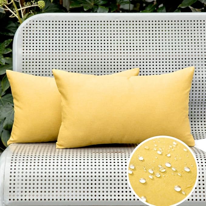 MIULEE Pack of 2 Decorative Outdoor Solid Waterproof Throw Pillow Covers Faux