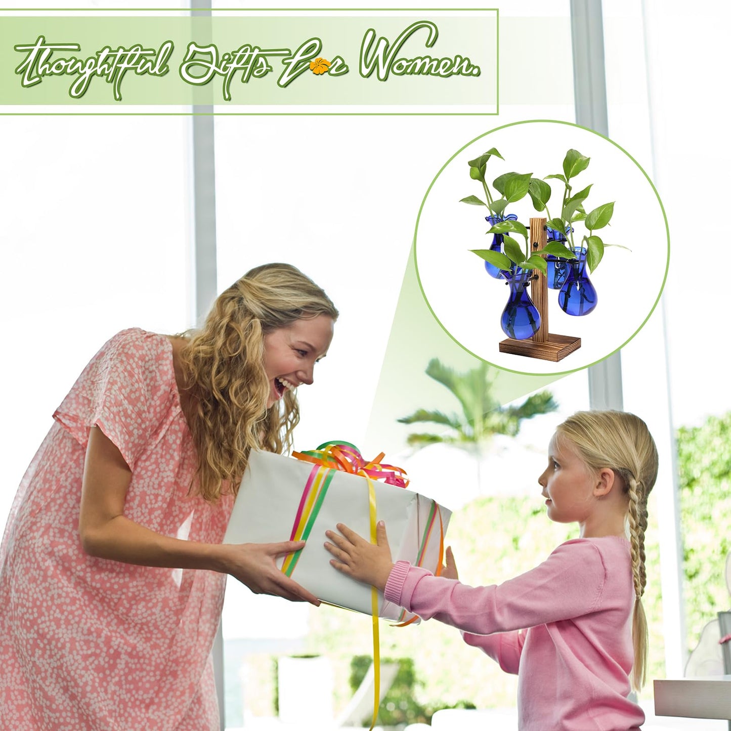 Plants Propagation Stations Bulb Glass Propagation Birthday Gift for Women Garden Plant Lovers - 4 Bulb