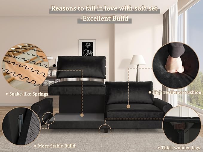EASE MOOSE 70.6" Velvet Loveseat Sofa, Soft Deep Seat Couches
