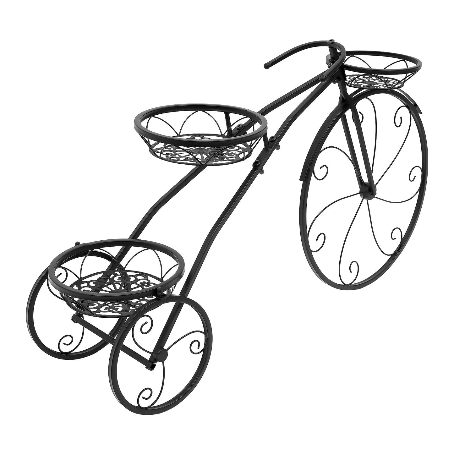 SanBouSi Large Bicycle Plant Stand Metal Flower Pot Cart Holder Patio Stand Bike Plant Stand Outdoor Garden Decoration Plant Lover Gifts for Women, Black