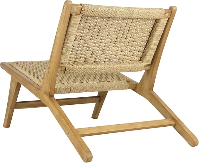JONATHAN Y Parker 23.6" x 36.2" Solid Teak Wood Woven Yarn Accent Bohemian