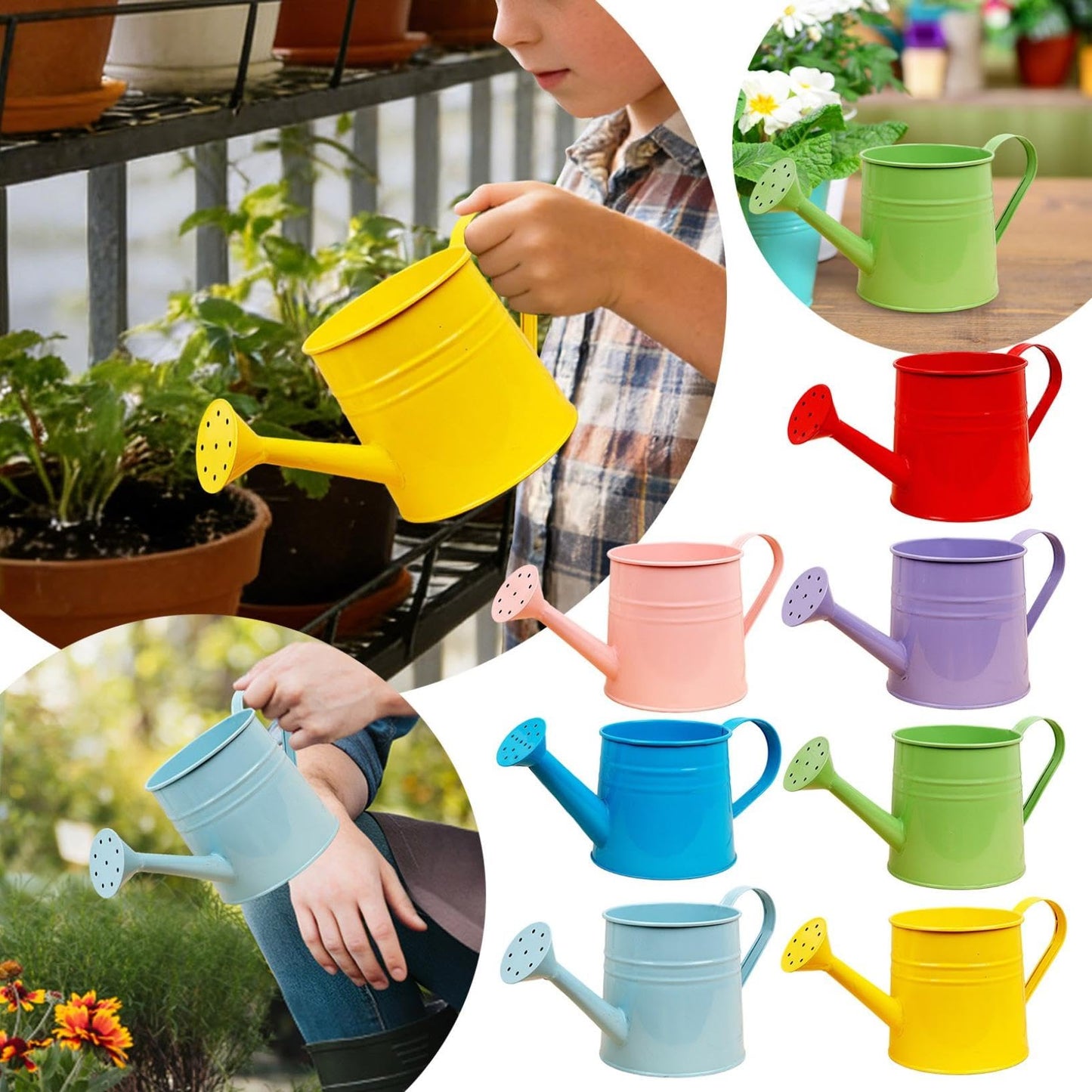Metal Watering Can with Sprinkler,1L,0.26 Gallon Galvanized Tinplate Small Watering Can for Indoor Outdoor Plants, Garden Tool for Flowers Succulents and Balcony (Sky Blue)