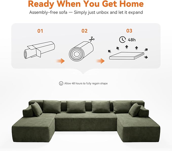 MONVANE 141" U Shaped Cloud Sectional Couch