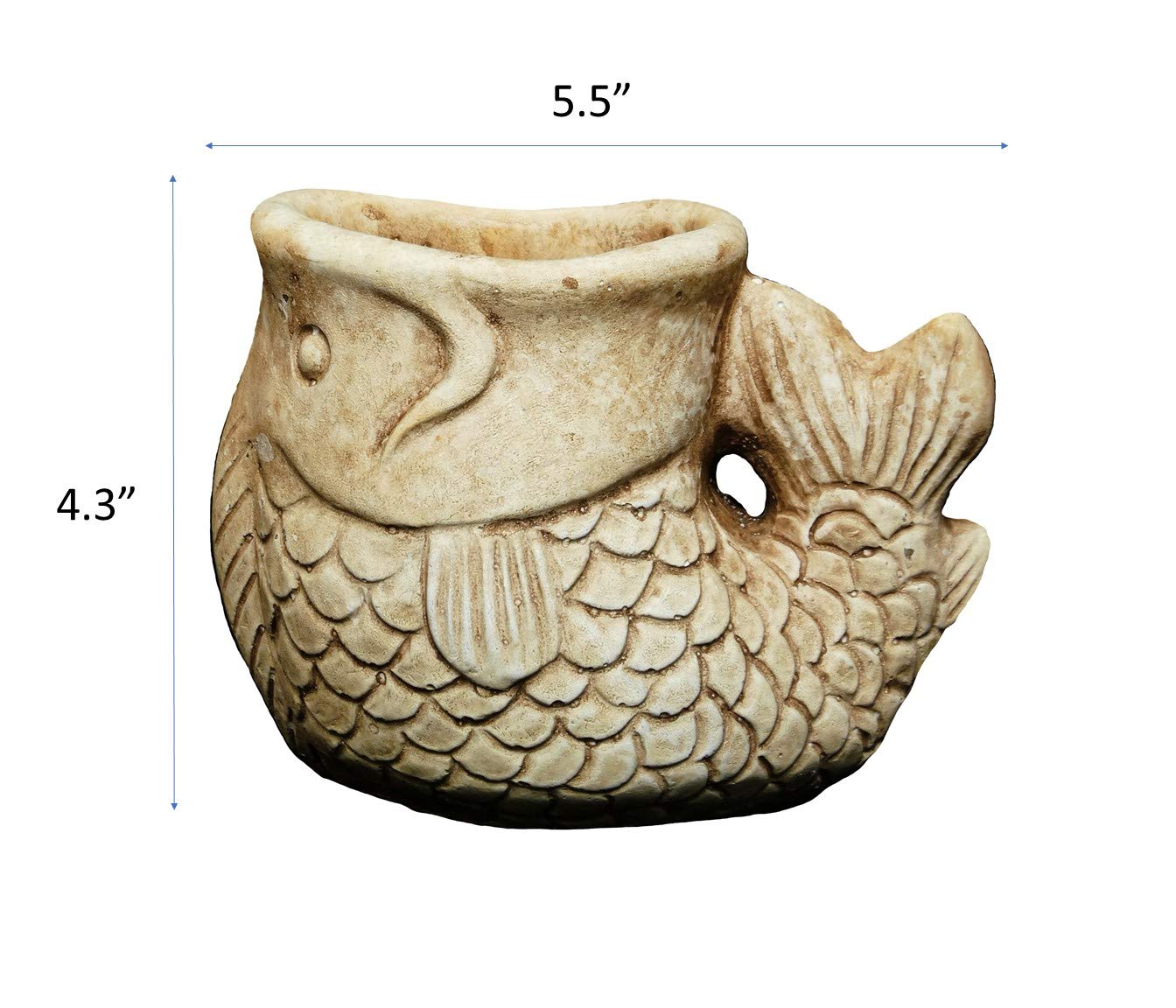 Classic Home and Garden Cement Buddies Animal Planter - Cute Desk Decoration - UV Coated Animal Vase w/Removable Drain Plug - Succulent Planter for Indoor/Outdoor Use (Largemouth Bass, Sand, Small)