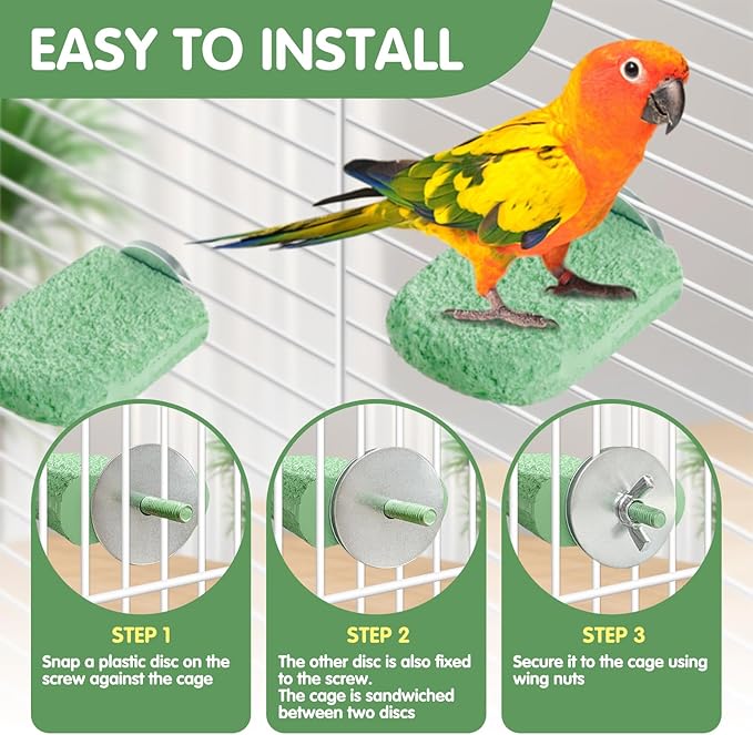3Pcs Beak Grinder for Birds: Parakeet Beak Grinding Stone&Nail Trimming Perch-Flat Perches for Bird Cages,Budgie Cage Accessories