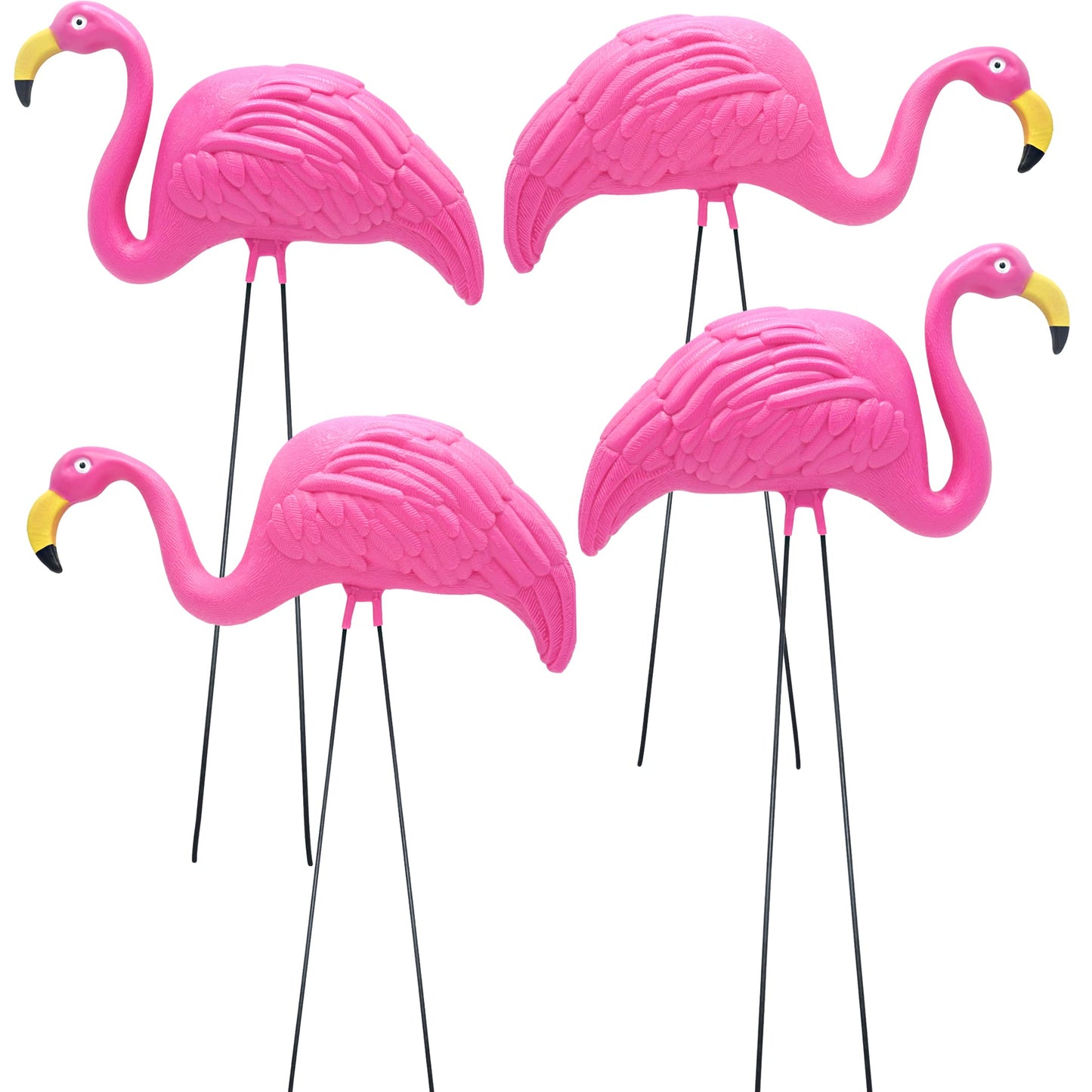 4E's Novelty 4 Pink Flamingos Yard Decorations - Extra Large 24" Flamingos Yard Ornaments - Pink Flamingos for Yard Sculptures & Statues - Lawn Flamingos Outdoor Garden Decor, Weather Resistant