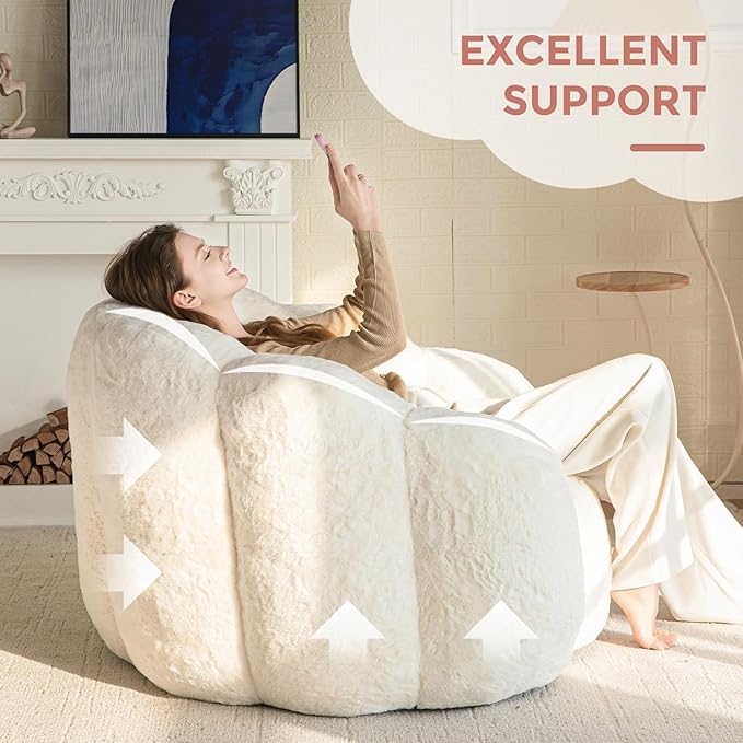 MAXYOYO Bean Bag Chair for Adults, Floral Shaped Bean Bag Sofa, Ultra Soft Faux