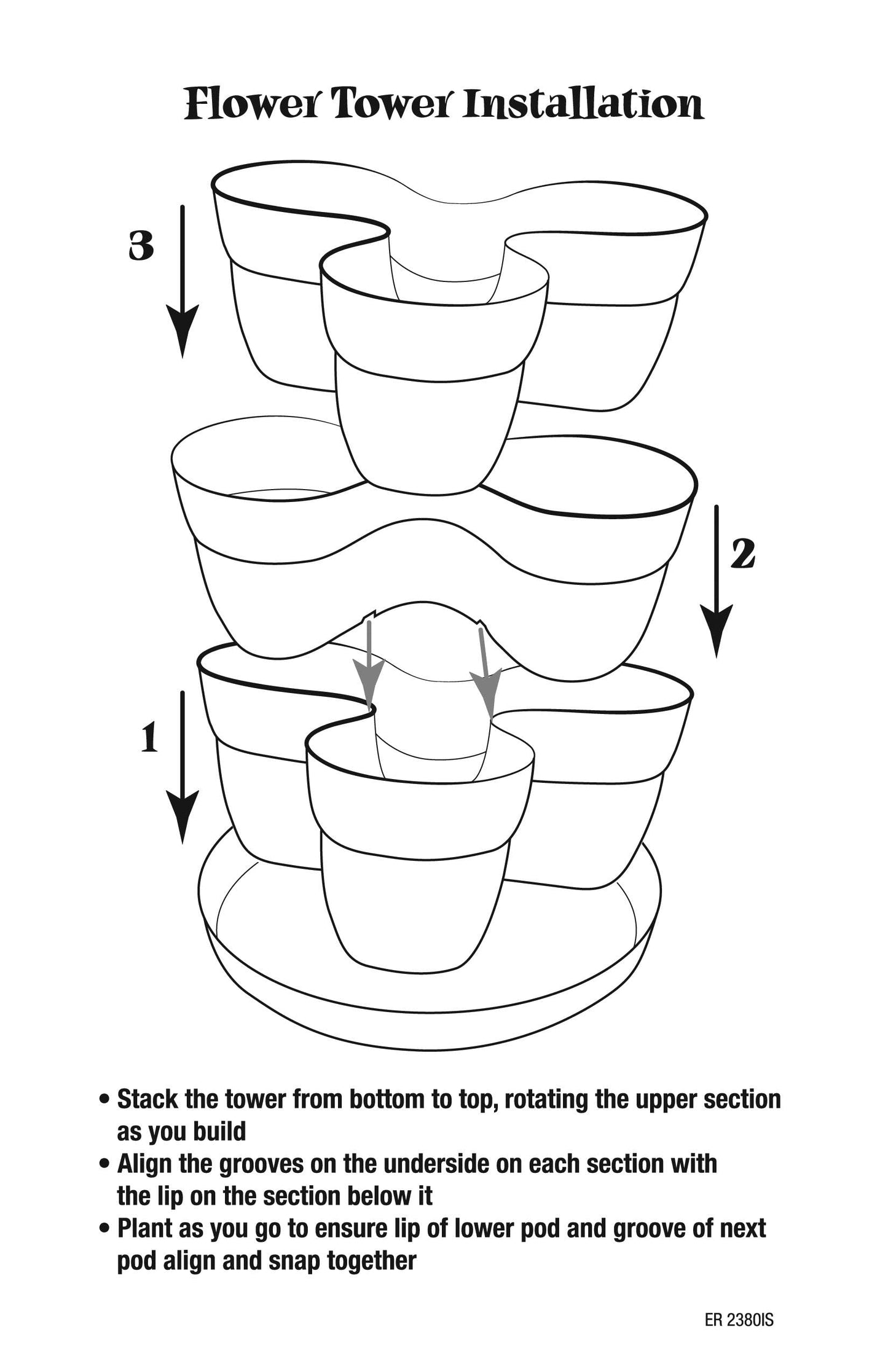 Bloomers Stackable Flower Tower Planter – Holds up to 9 Plants – Great Both Indoors and Outdoors – Charcoal