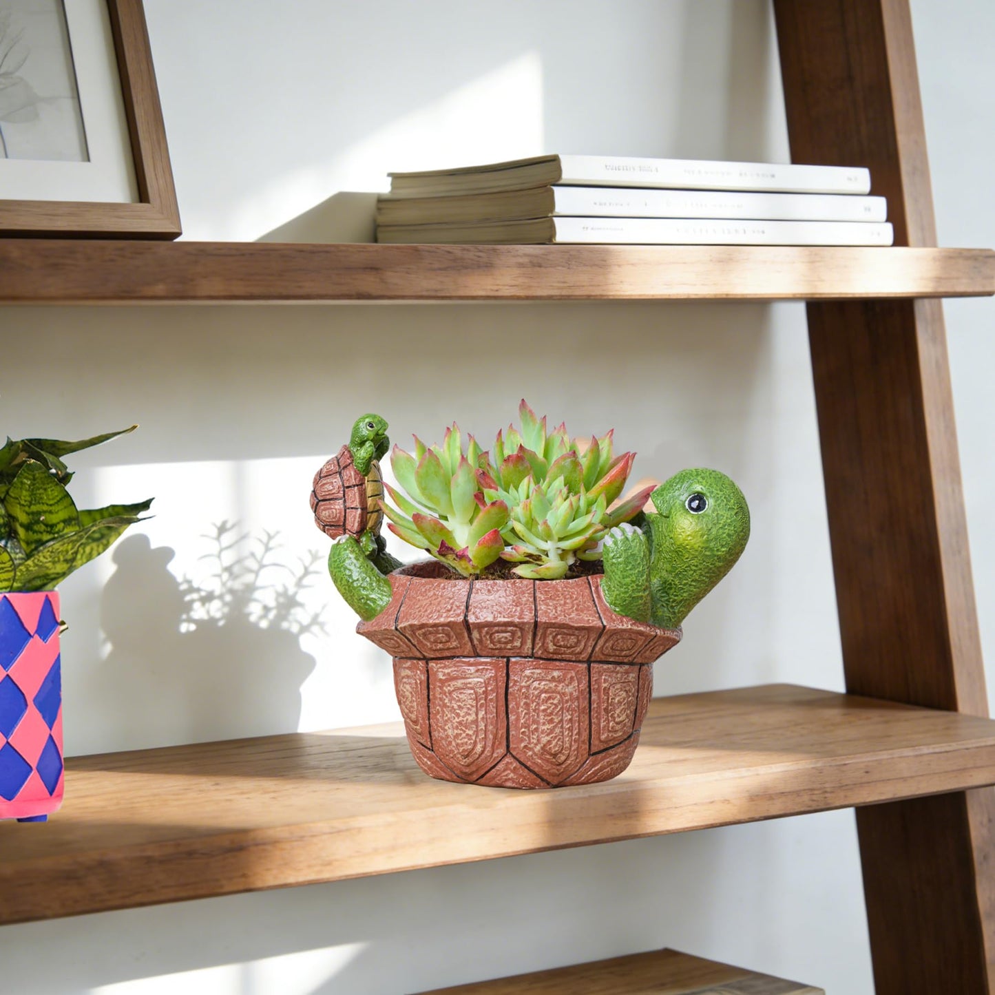 Saysmile Unique Turtle Plant Pots Indoor, Small Succulent Planters with Drainage Hole, Cute Planting Pots for Cactus, Resin Flower Pot for Outdoor Indoor Plants, Gift for Mom