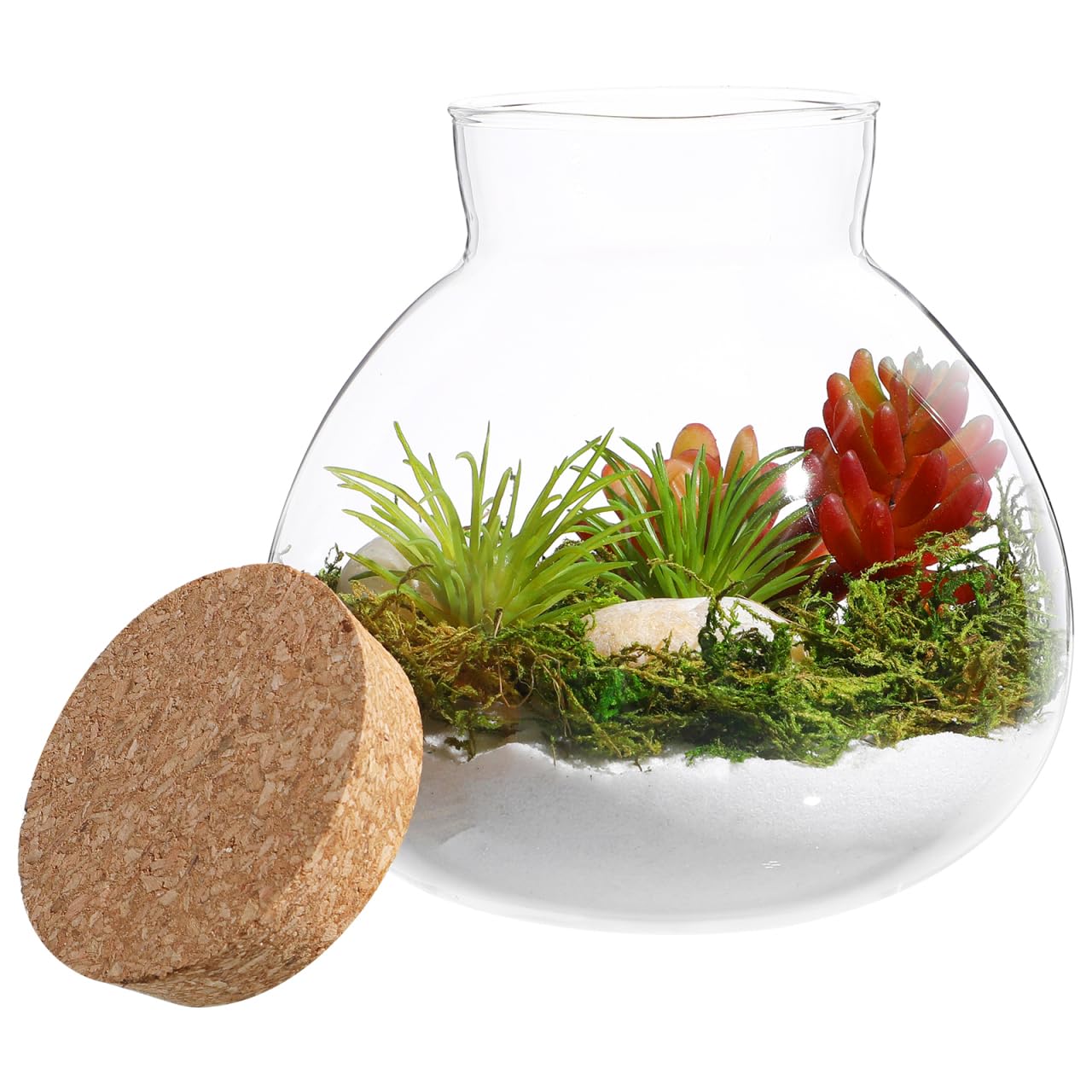 Alasum Glass Terrarium Bottle with Cork Lid 5.90X6.29X5.90In Round Jar for DIY Micro Landscape Fairy Garden Miniatures Home Decor and Kitchen Storage