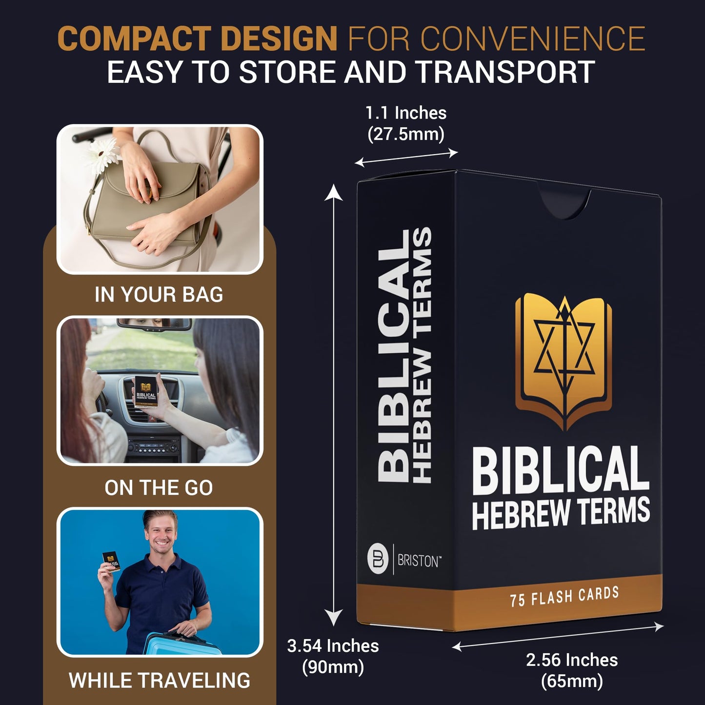 Briston Biblical Hebrew Terms Flashcards – 75 Hebrew Words with English & Scripture Verses – Audio Pronunciations Included – Learn Biblical Hebrew Language & Study Old Testament Vocabulary