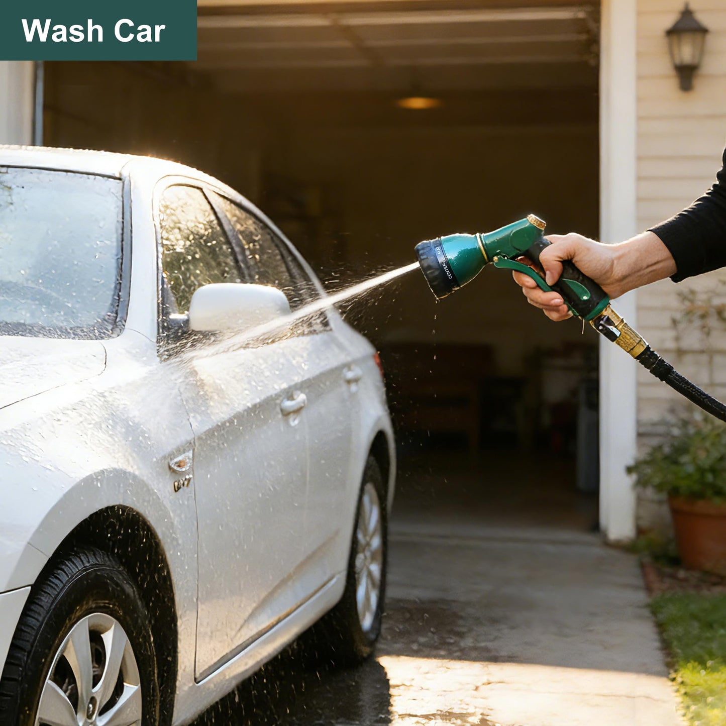 FANHAO Garden Hose Nozzle Sprayer Heavy Duty, 100% Metal Spray Nozzle High Pressure Water Hose Nozzle with 7 Patterns for Watering Garden, Washing Cars and Showering Pets
