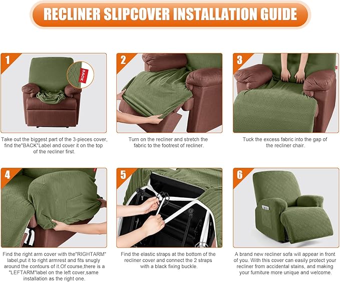 VANSOFY Recliner Chair Cover, 3-Pieces Stretch Lazy Boy Recliner Covers