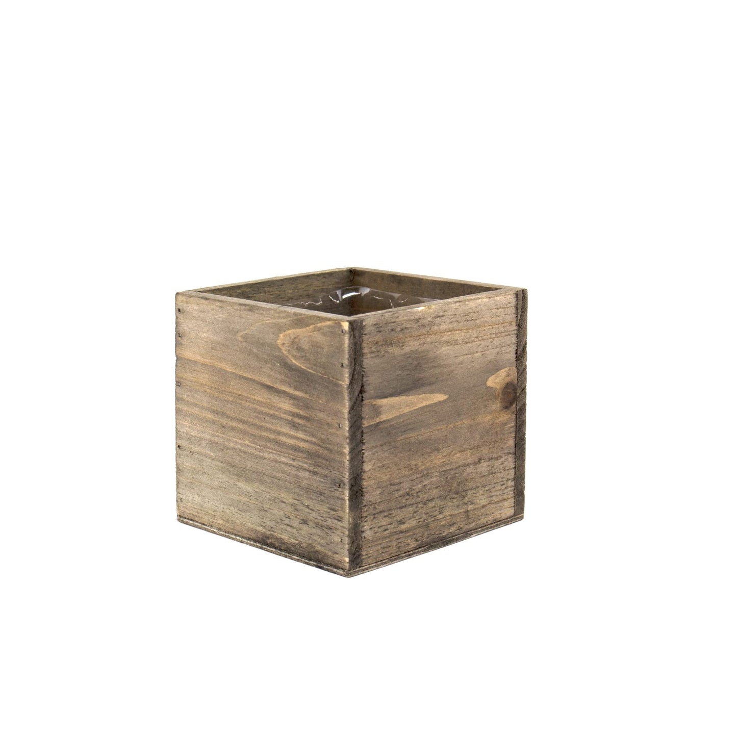 CYS EXCEL Cube Planter Box with Removable Plastic Liner (4"x4"x4")(4 PCS) | Multiple Size Choices Wood Square Planter | Indoor Decorative Window Box