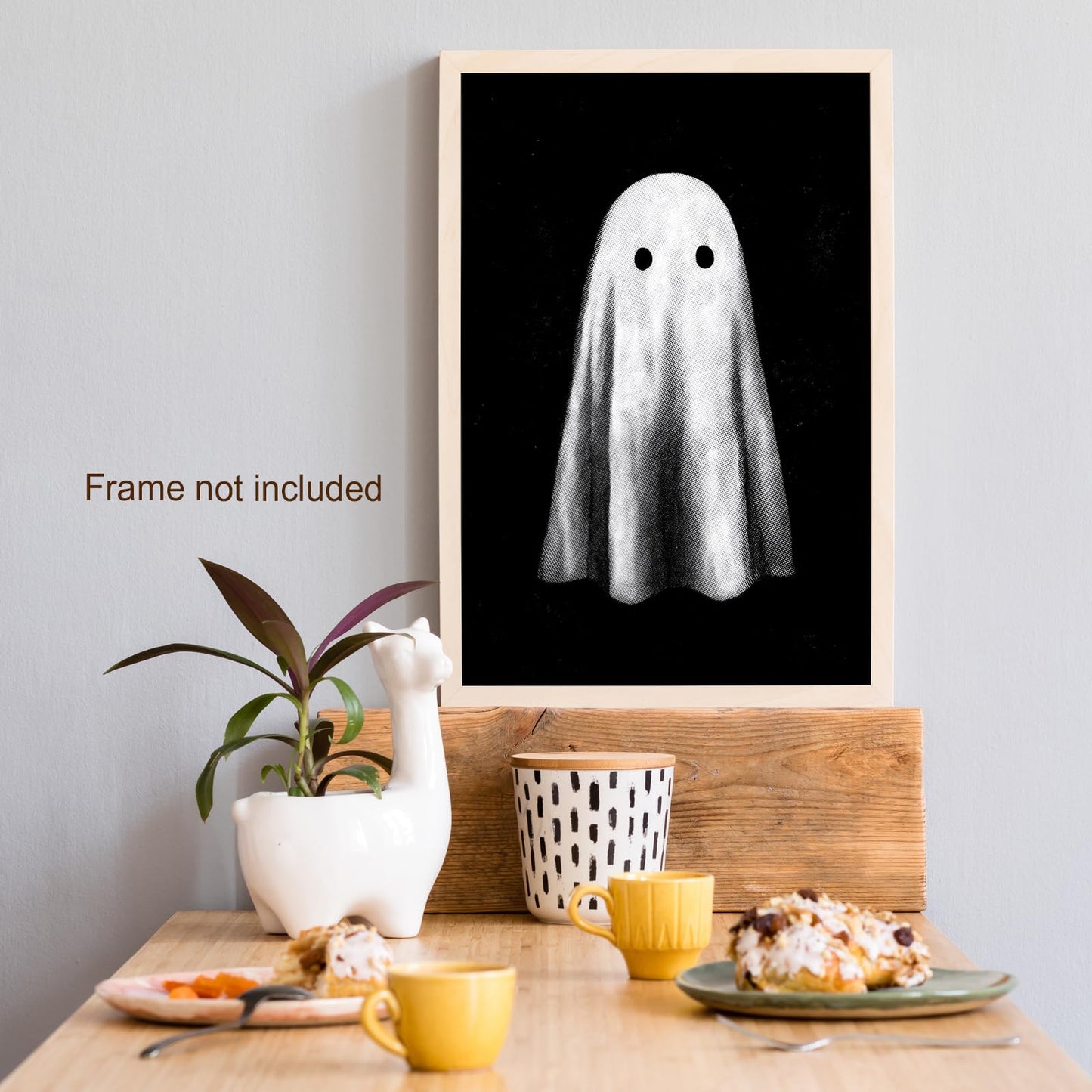 Halloween Canvas Wall Art Ghost Poster Black and White Print Gothic Dark Academia Wall Decor Halloween Decor Retro Spooky Aesthetic16x24in Unframed