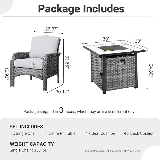ovios 5-Piece Patio Furniture Set, Outdoor Wicker Sofa
