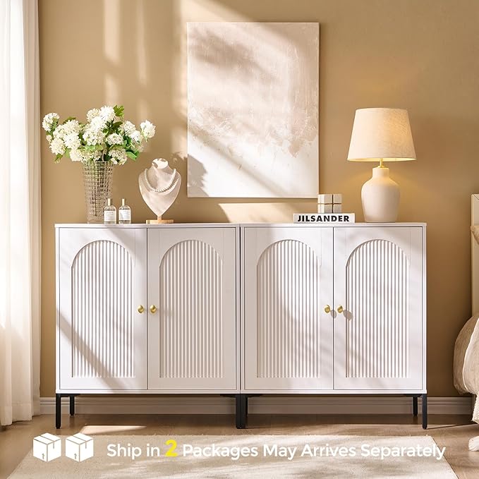 IFBUY Modern Sideboard Buffet Cabinet, 61.75" W Fluted Arched Buffet Cabinet