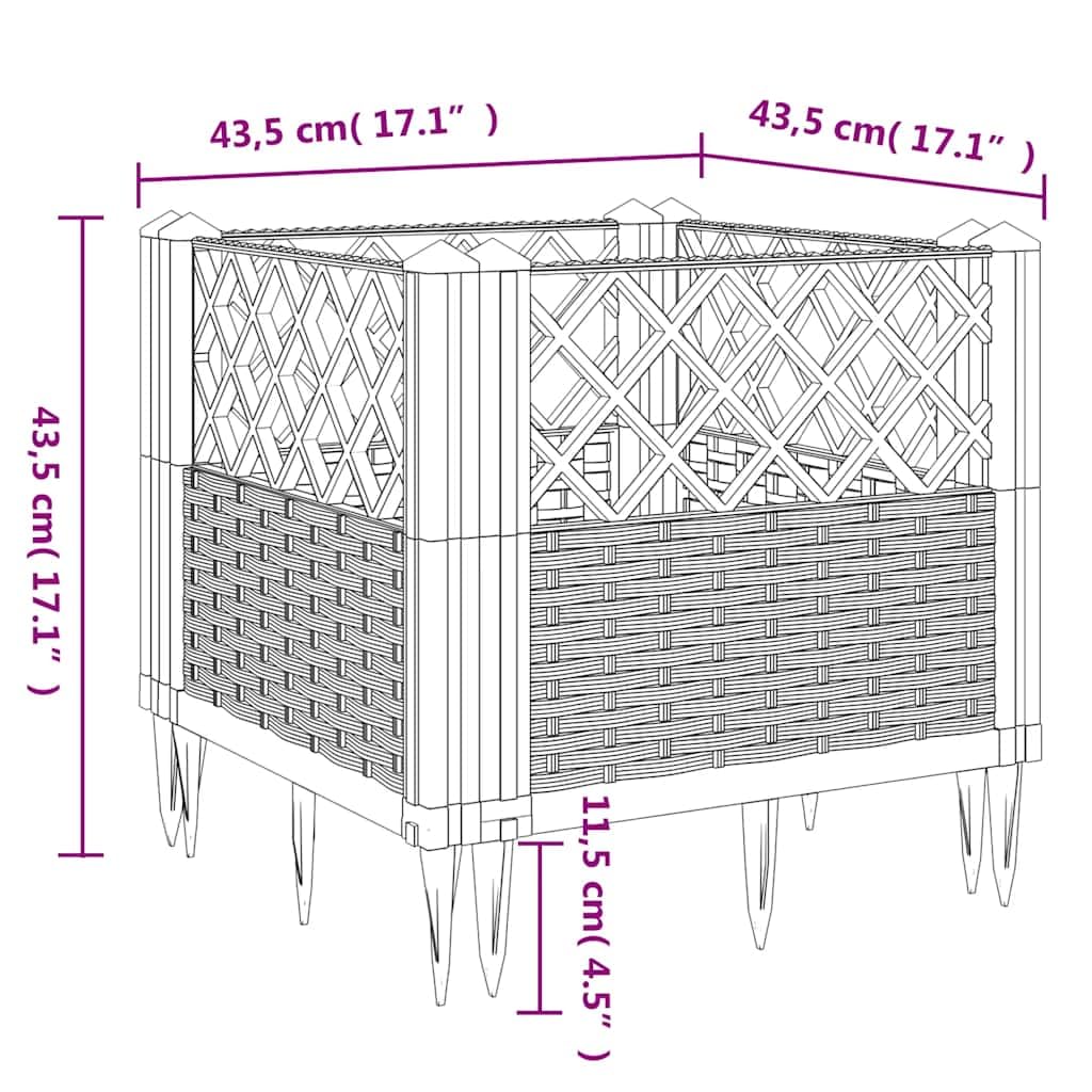 WRJENFSC Blue Grey Square Modular Garden Planter 17.1 Inch Polypropylene with Basketweave Matte Finish for Outdoor Flowers Vegetables Gardening on Patio Balcony Backyard