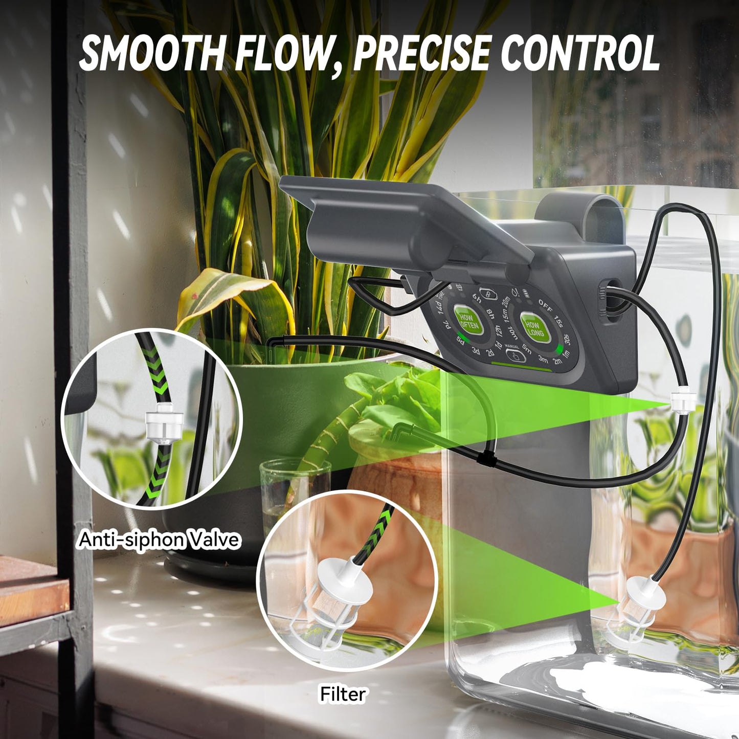 RAINPOINT Smart Drip Irrigation System for Houseplants,WiFi/App Control and Local Control, Dual Powered,Tap Free, Solar auto Watering for Indoor Balcony Grow Tent Water 10-15 Plants