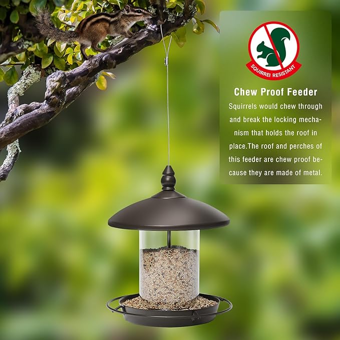 Pack of 2 - Metal Roof Bird Feeder for Backyard Birds, Bronze.