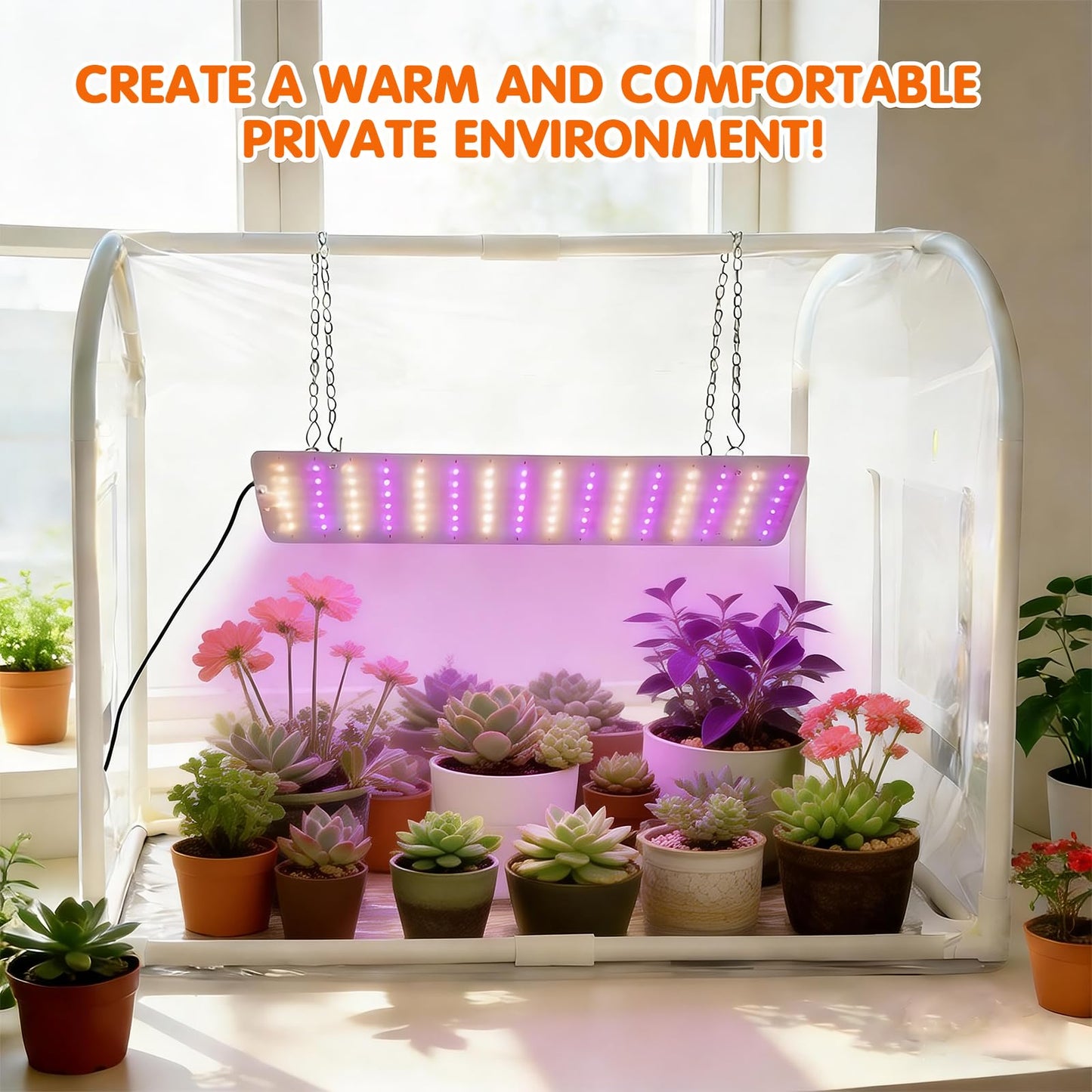 Mini Greenhouse with Grow Light for INDOOR OUTDOOR, Metal Fram Tabletop GreenHouse with Waterproof Mat, 3/9/12H Timer & Dimming Function for Seed Starting, Mushroom Cultivation(23.6"L x 15.7"Wx 19.5")