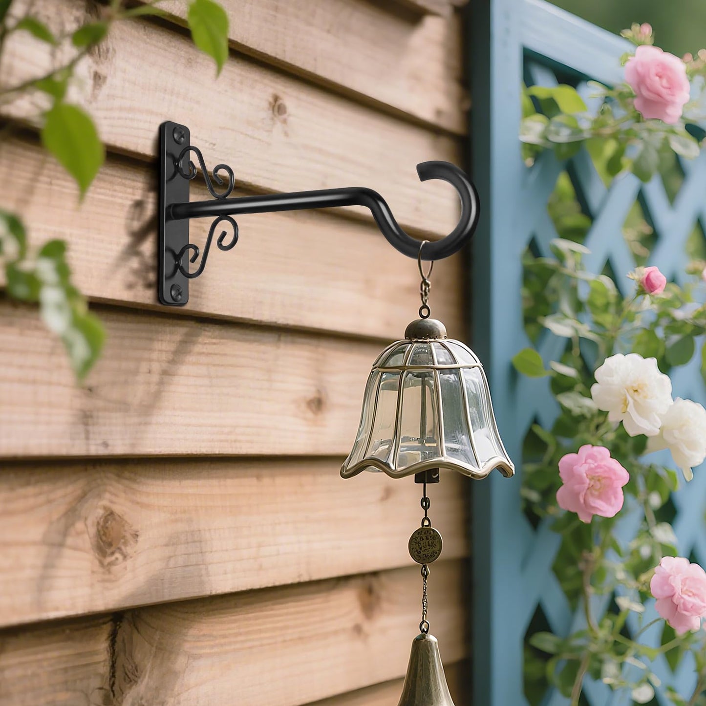 BOLITE Plant Hangers, 6 Inch Hanging Plant Brackets Outdoor or Indoor, Wall Hooks for Hanging Hummingbird Feeders, Bird Feeders, Planters, Lanterns, Wind Chimes, 2 Pack, Black, Gifts for Women Men