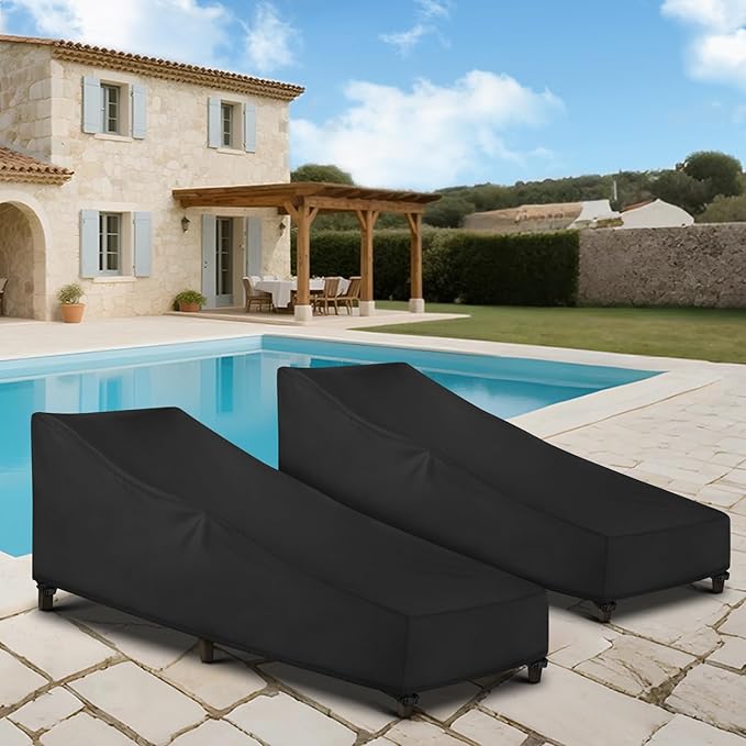 SunPatio Waterproof Outdoor Chaise Lounge Cover, 2 Pack Patio Lounge Chair