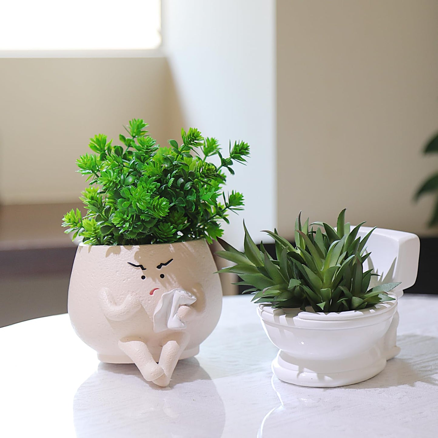 Pricetail Face Planter Pots Funny Toilet Plant Pot for Indoor Plants, Cute Face Head Flower Pots Quirky Succulent Planters Gift Ideal for Home, Office, Christmas
