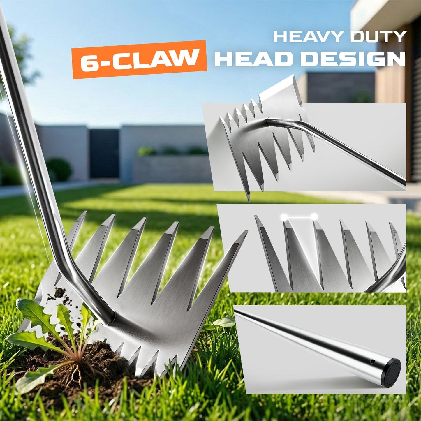 LOOHOI Garden Hand Weeder Tool, Heavy-Duty Stainless Steel Weeding Tool for Deep Root Removal, Portable Garden Weed Removal Tool for Lawn, Flower Beds & Yard
