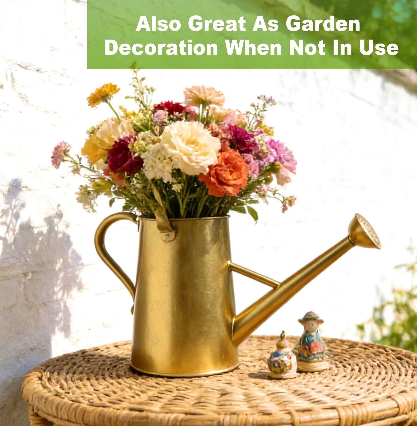 Watering Can for Outdoor&Indoor Plants,1.5 Gallon(5.7L) Metal Watering Can with with Removable Spout,Large Galvanized Steel Garden Flower Water Can Watering Pot with 2 Handles,Gold