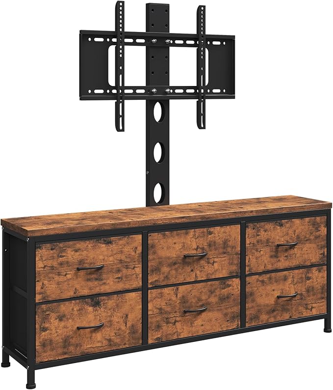 TV Stand with Mount, Fabric Dresser with 6 Drawers