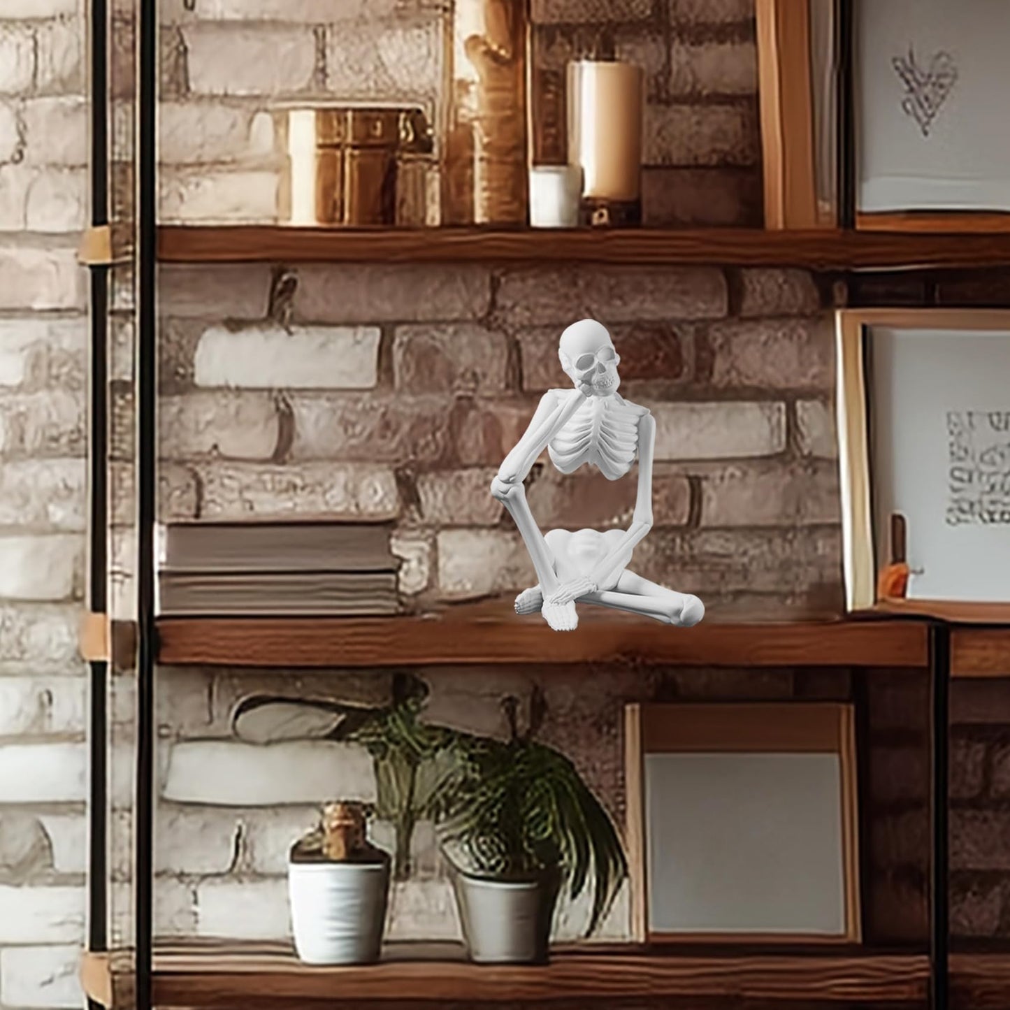 FVFVAHO Skeleton Thinker Statue Resin Sculpture - Abstract Desk Decor for Office & Home, Meditation Room Decor, Unique Gothic Art Collectible
