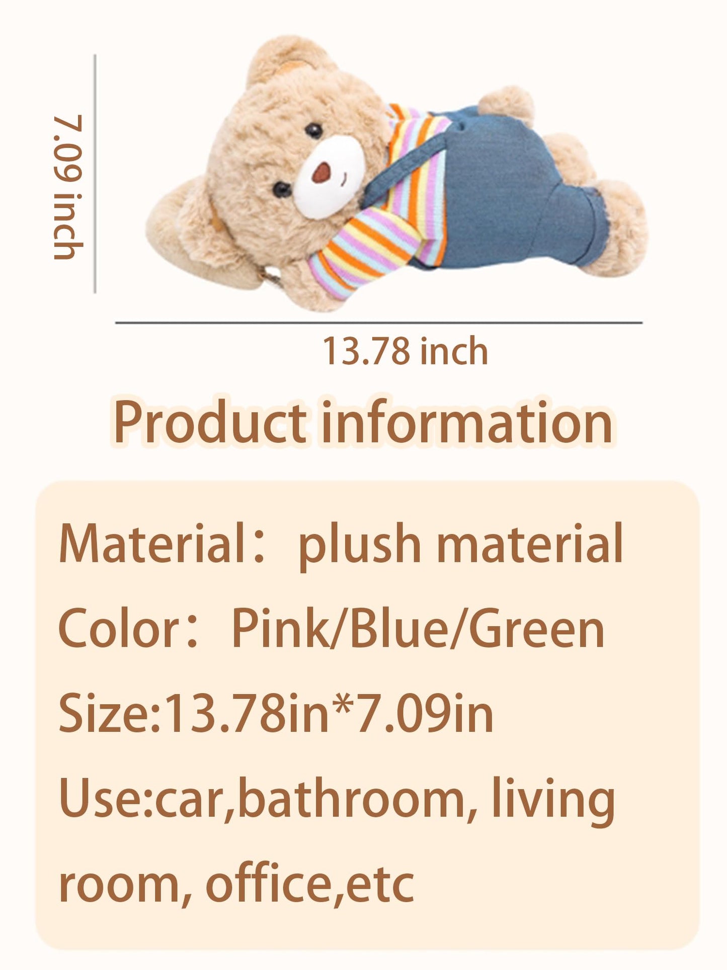 VimoDemo Cute Car Tissue Holder Accessories Animal Teddy Bear Funny Plushie Plush Hanging Tissue Cover Box in Car Decorative Tissue Storage for Home Bathroom Bedroom Office