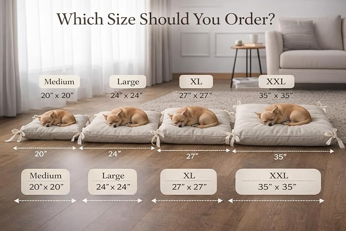 Hemp Pet Bed for Dogs and Cats, Natural Washable Pet Cushion, Soft Floor Pillow with 800 g Filling, Hemp Fabric 180 g/m² (Large)