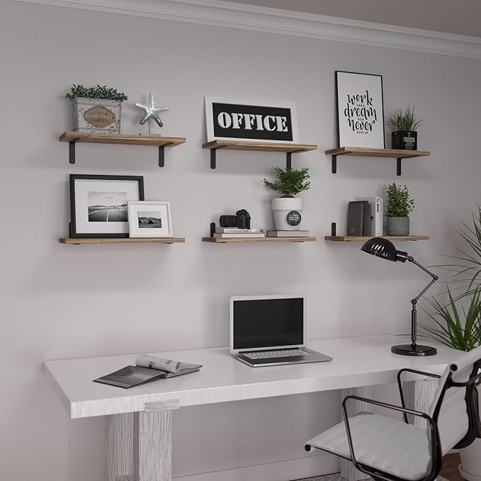 WOPITUES Wood Floating Shelves Set of 6, Shelves