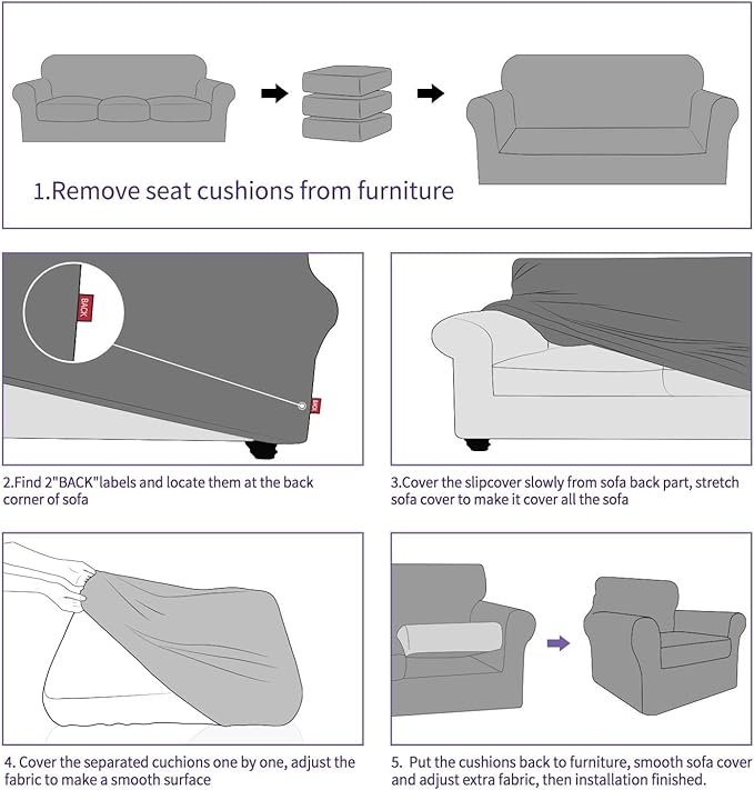 ZNSAYOTX 2 Piece Chair Covers for Living Room