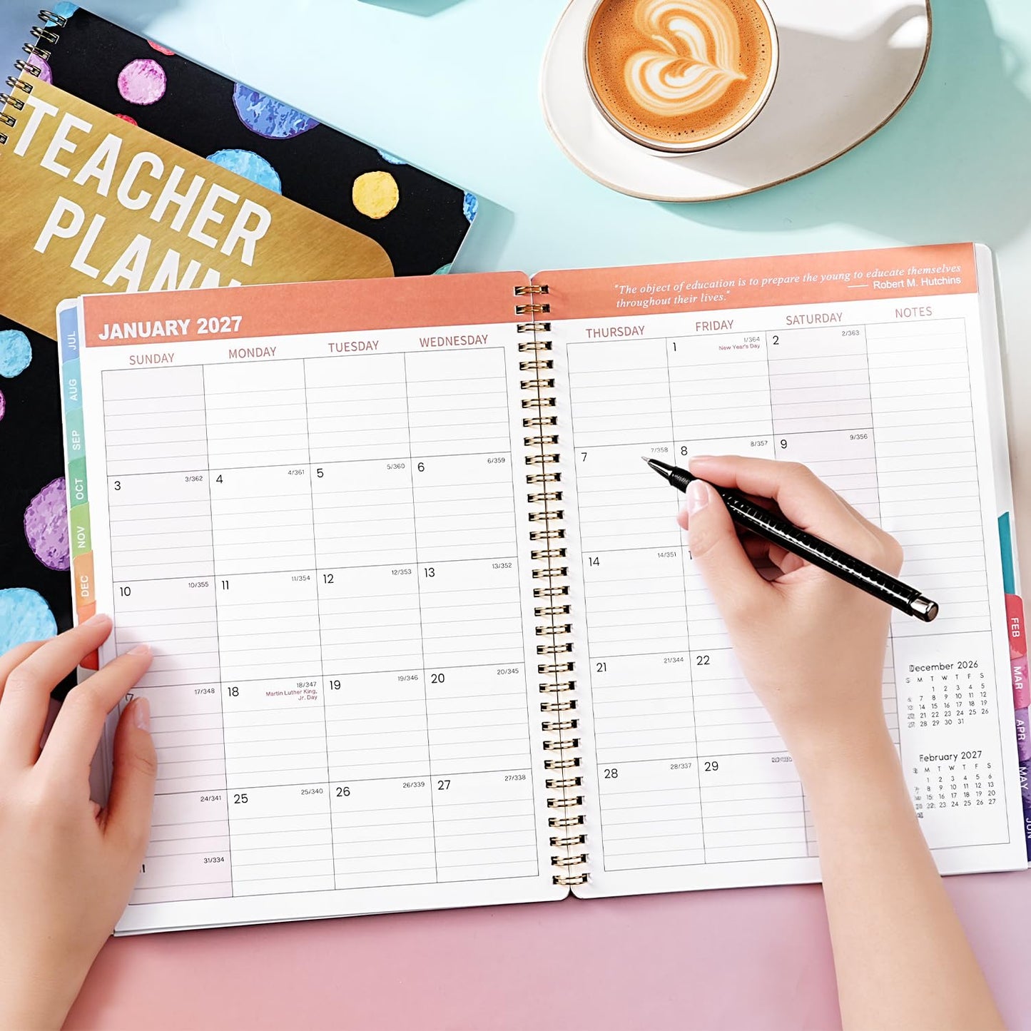 Teacher Planner 2026-2027 - Teacher Lesson Planner 2026-2027, July 2026 - June 2027, 8.5" x 11", Weekly & Monthly Lesson Plan Book for Teacher, Academic Planner with Colorful tabs, Inner Stickers